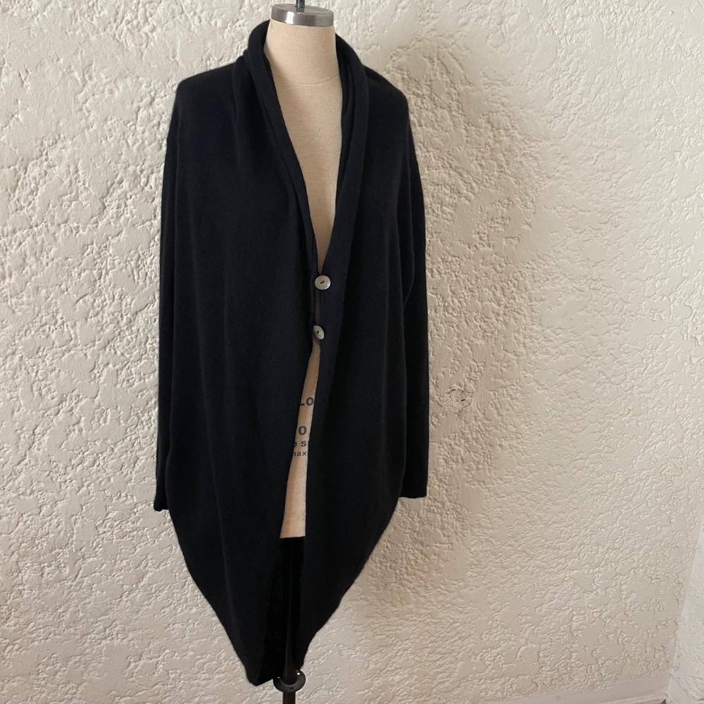 360 Cashmere 100% Cashmere Cocoon Long Sweater Women's Small, Black Cardigan